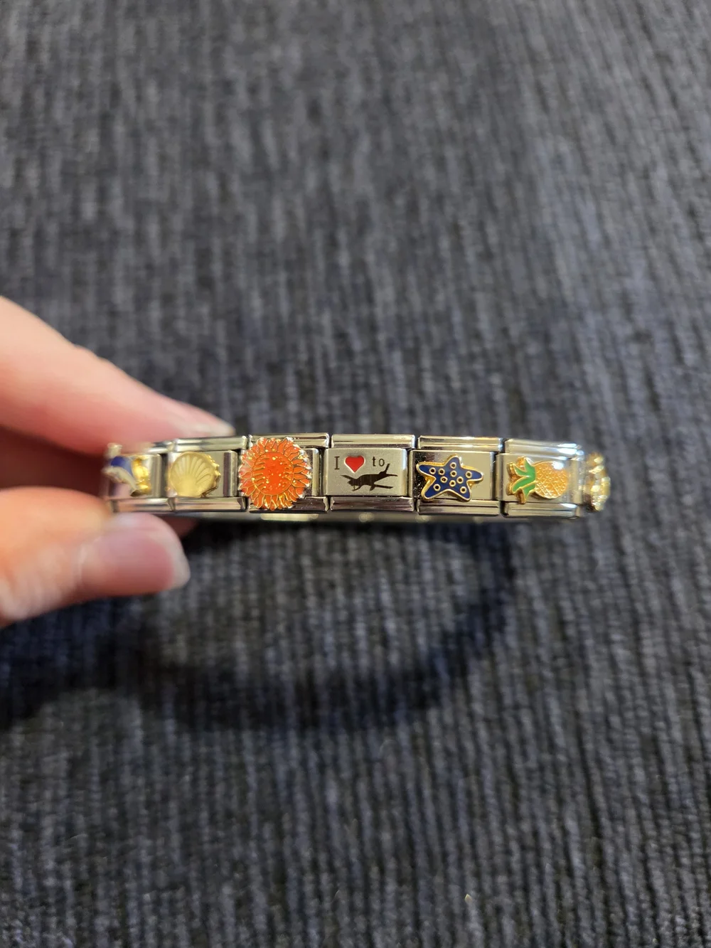 Italian Charm Link Bracelet Tropical Beach And Travel Theme NEW